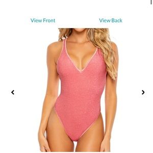 Luli Fama one piece bathing suit rose pink size large